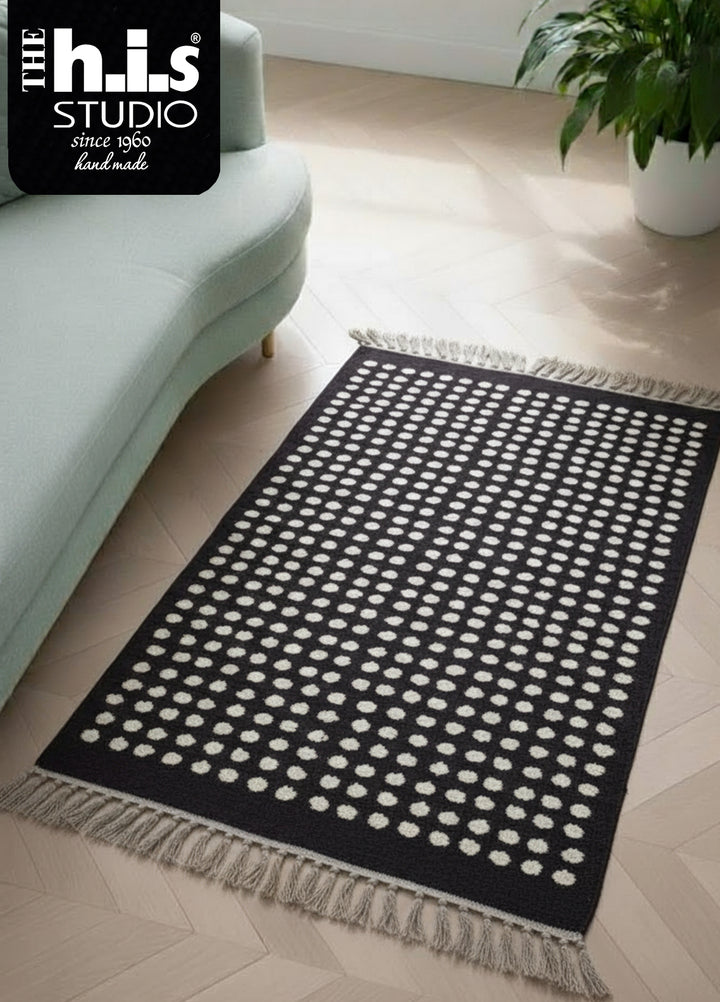 The h.i.s studio Area Rugs P.Dot R- 25003-Black/Bone