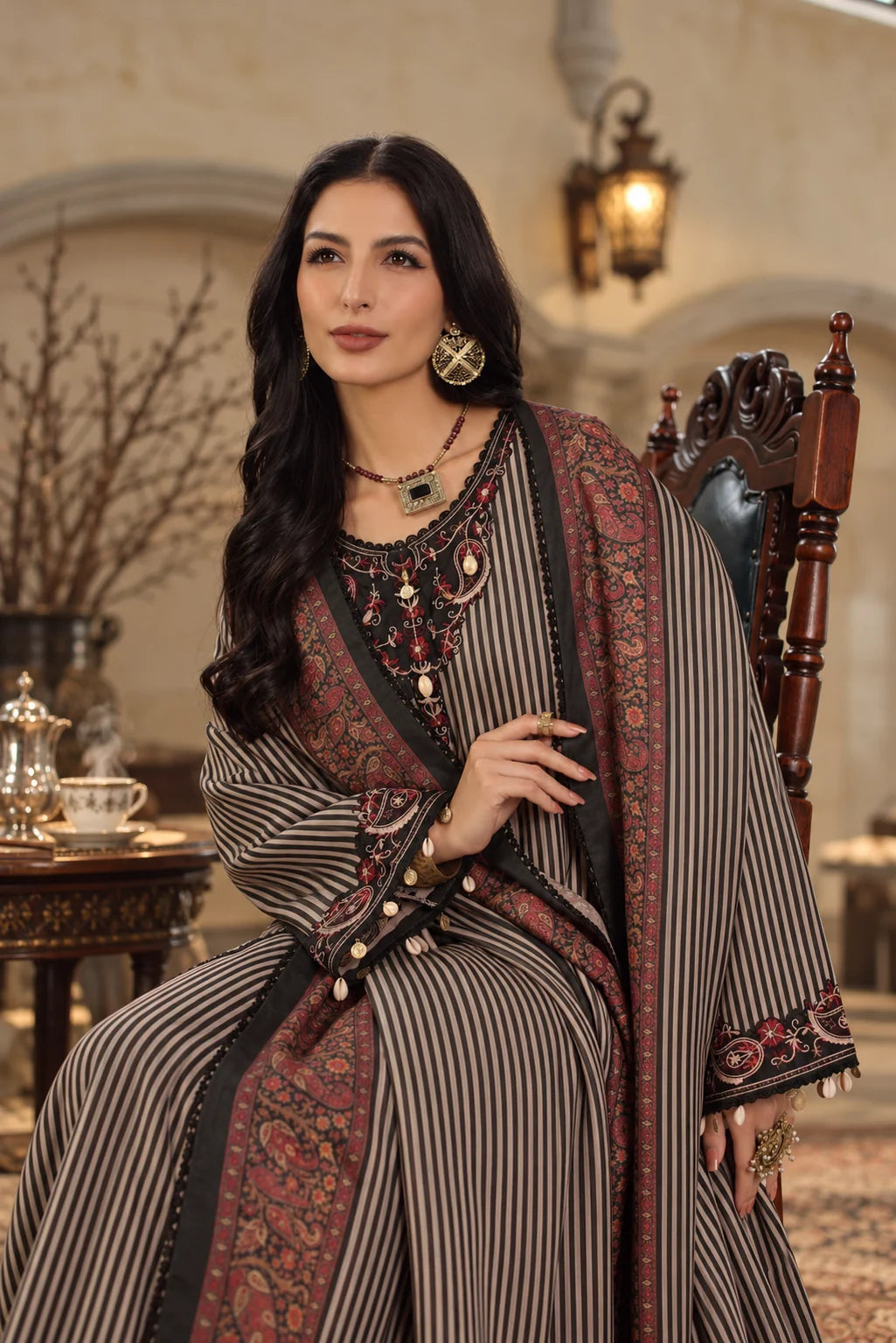 Noor by Saadia Asad Unstitched Printed Linen 3 Piece Suit SA26UNL D9 B - Winter Collection