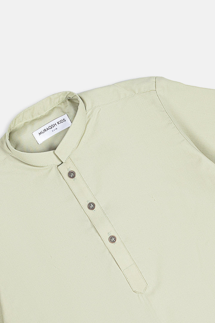 Muraqsh Ready To Wear Solids Cotton Boys Mint Green Blended Kurta Trouser MURGKT - Summer Collection