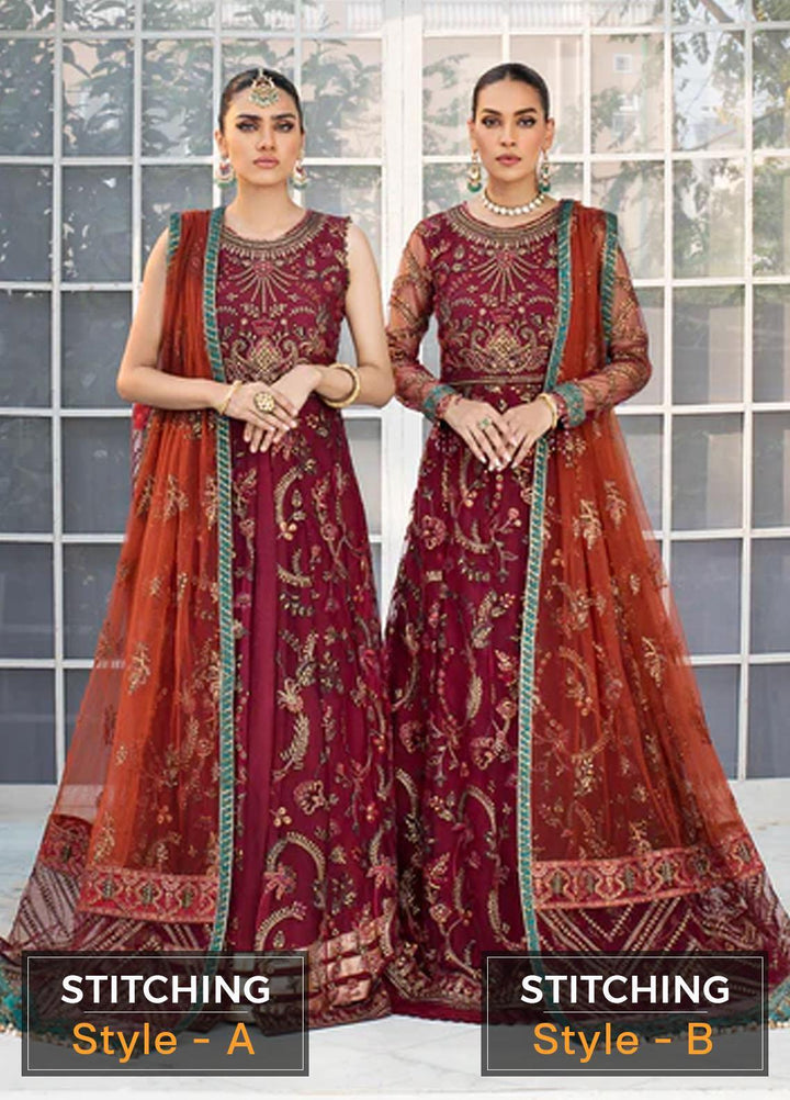 Zarif Embroidered Net Suits Unstitched 3 Piece ZF22DL ZDL-01 Rouche - Luxury Collection