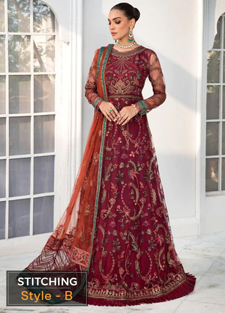 Zarif Embroidered Net Suits Unstitched 3 Piece ZR25UF ZDL-01 Rouche - Luxury Collection