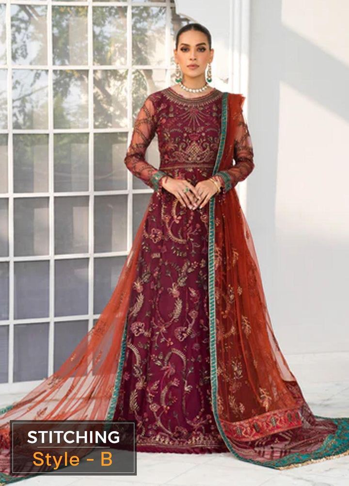 Zarif Embroidered Net Suits Unstitched 3 Piece ZR25UF ZDL-01 Rouche - Luxury Collection