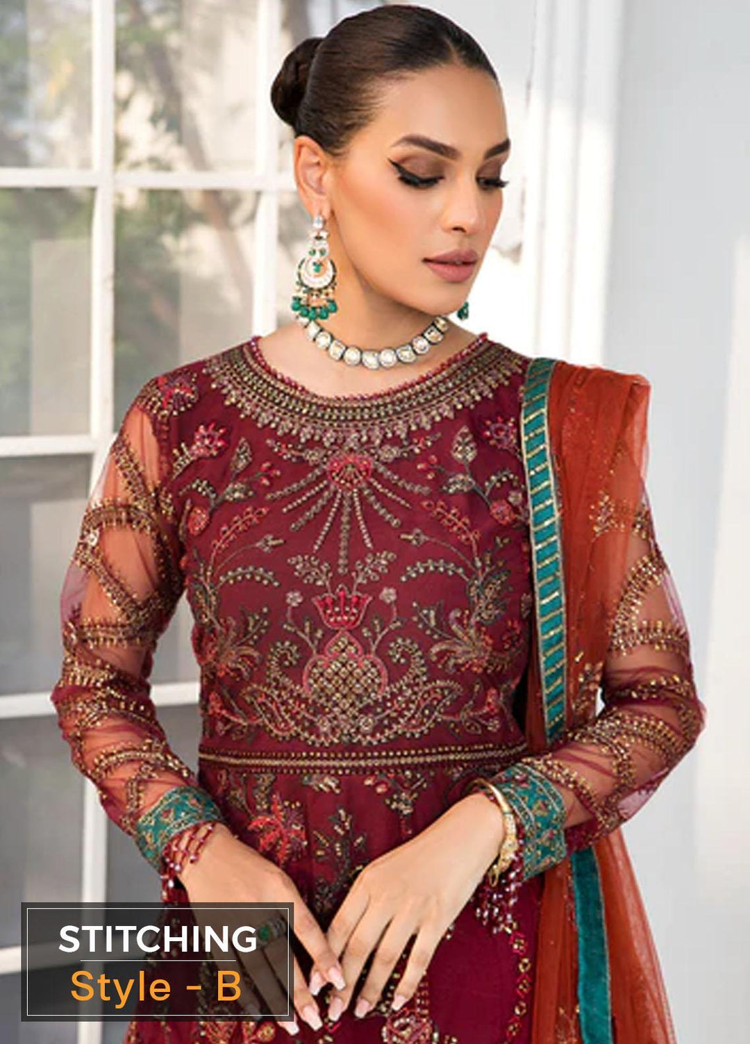 Zarif Embroidered Net Suits Unstitched 3 Piece ZF22DL ZDL-01 Rouche - Luxury Collection