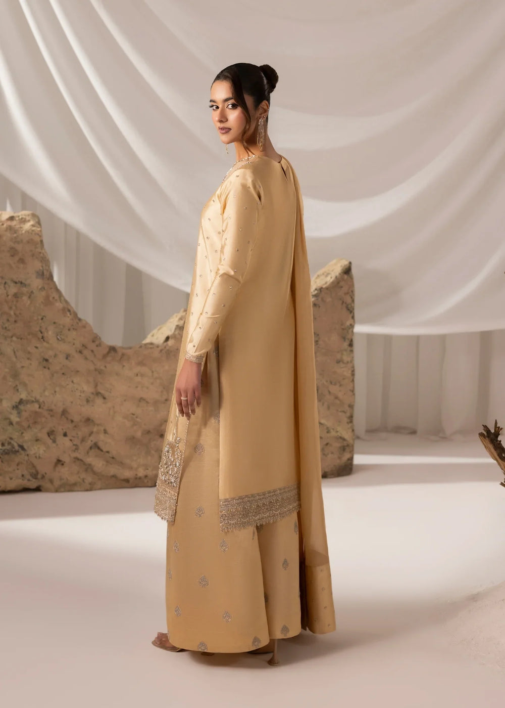 Celeste by Jamni RTW Embroidered Sheesh Silk 3 Piece Suit DAFFODIL Festive Collection