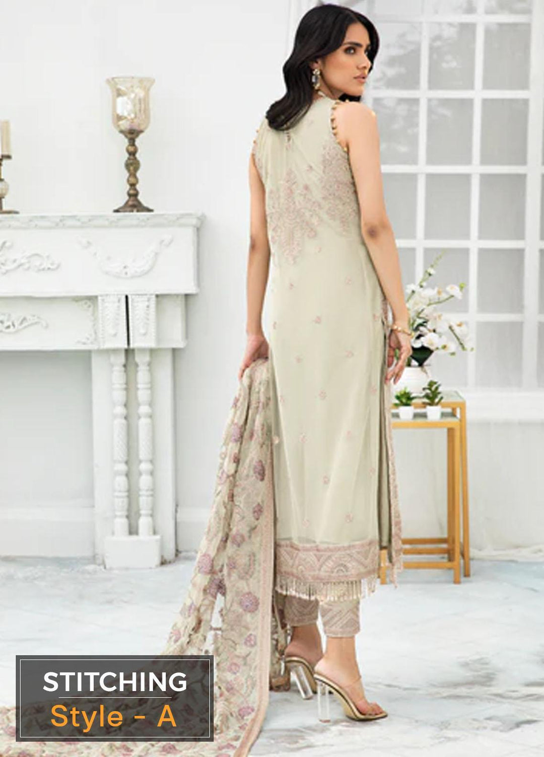 Zarif Embroidered Net Suits Unstitched 3 Piece ZF22DL ZDL-02 Flora - Luxury Collection
