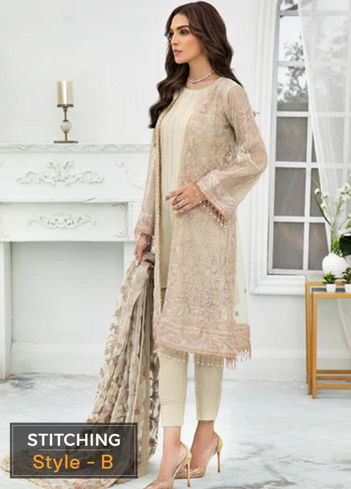 Zarif Embroidered Net Suits Unstitched 3 Piece ZF22DL ZDL-02 Flora - Luxury Collection