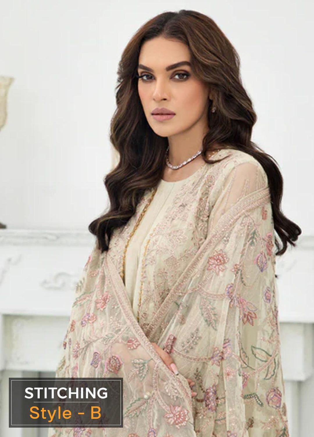 Zarif Embroidered Net Suits Unstitched 3 Piece ZF22DL ZDL-02 Flora - Luxury Collection