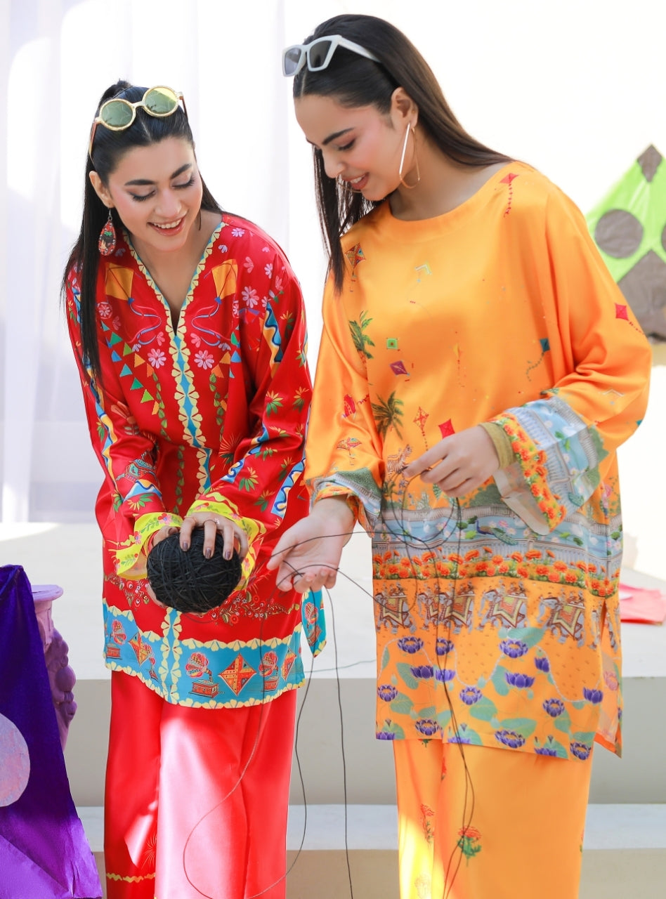 Printnation by Anayra Amal RTW Printed Poly Raw Silk 2 Piece Kite Bloom - Casual Collection