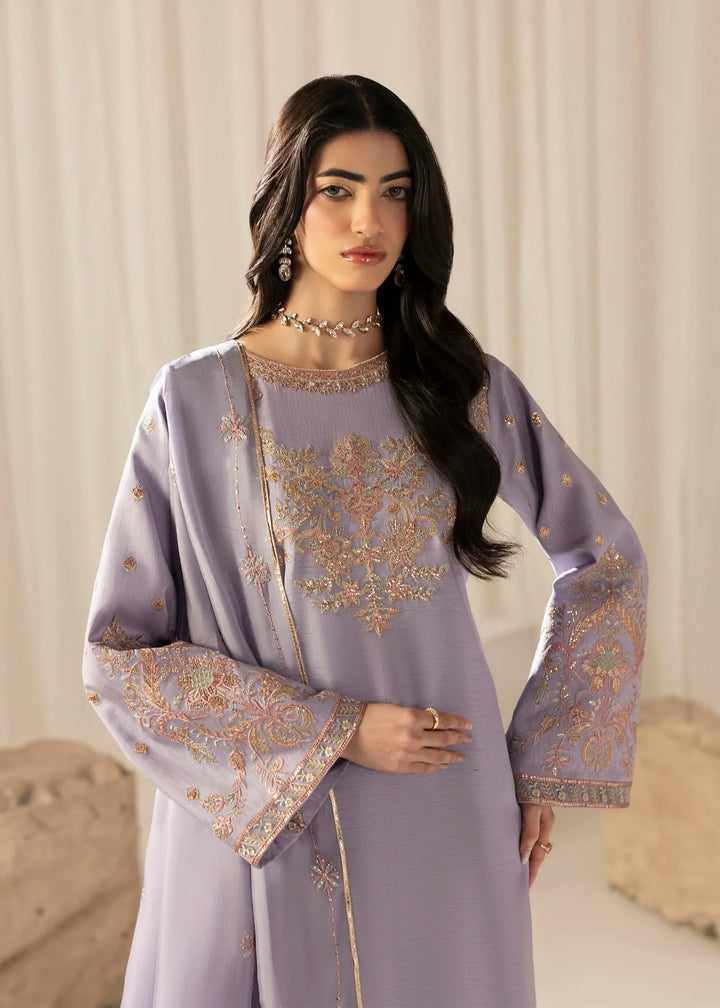 Silk Atelier by Jamni RTW Embroidered Korean Silk 3 Piece Suit LAVENDER MIST Festive Collection
