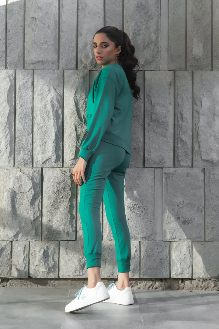 Dhaga Women Western Solids 2 Piece jersy Lush Meadow Co Ords Crop DHSSSCO3 - Summer Collection