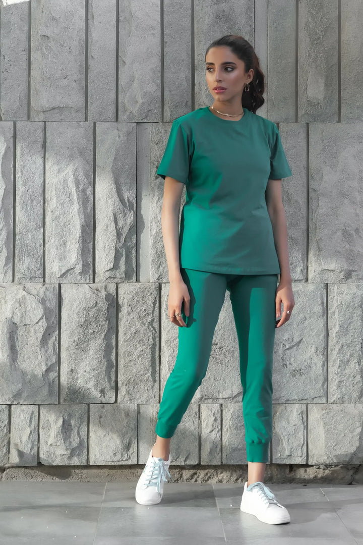 Dhaga Women Western Solids 2 Piece jersy Lush Meadow Co Ords Half Sleeves DHSSSCO3 - Summer Collection