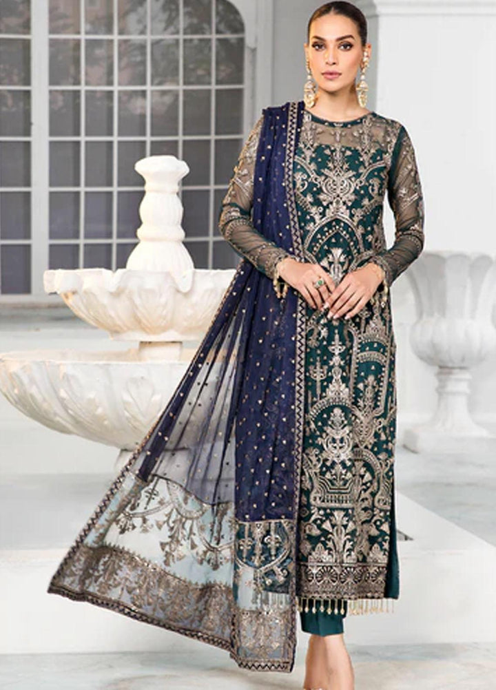 Zarif Embroidered Net Suits Unstitched 3 Piece ZR25UF ZDL-09 Meadow - Luxury Collection