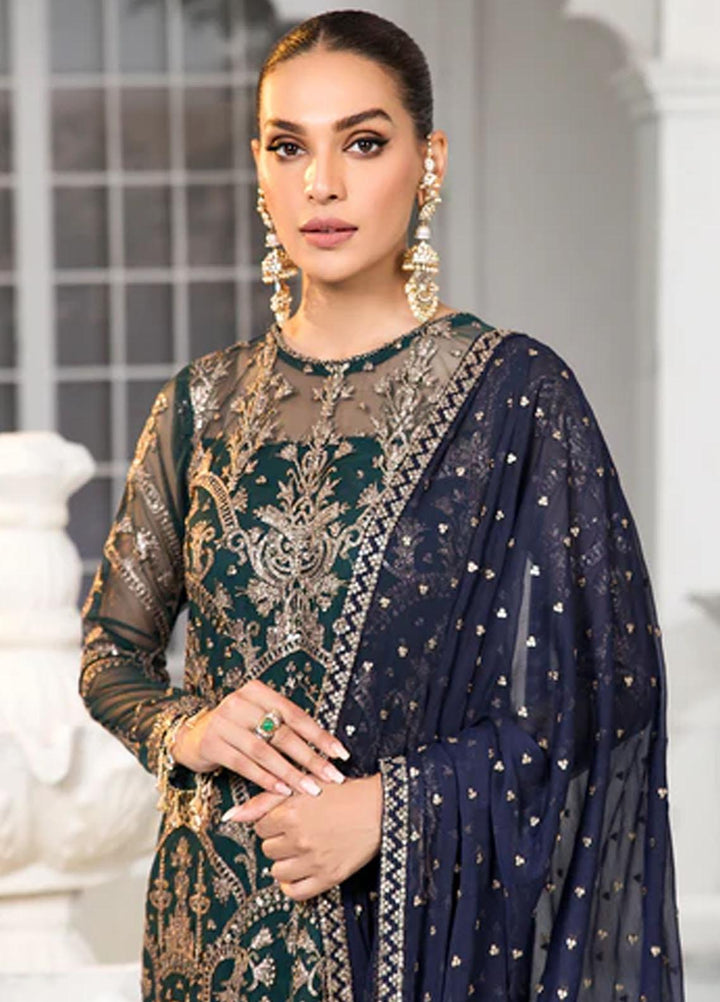 Zarif Embroidered Net Suits Unstitched 3 Piece ZF22DL ZDL-09 Meadow - Luxury Collection