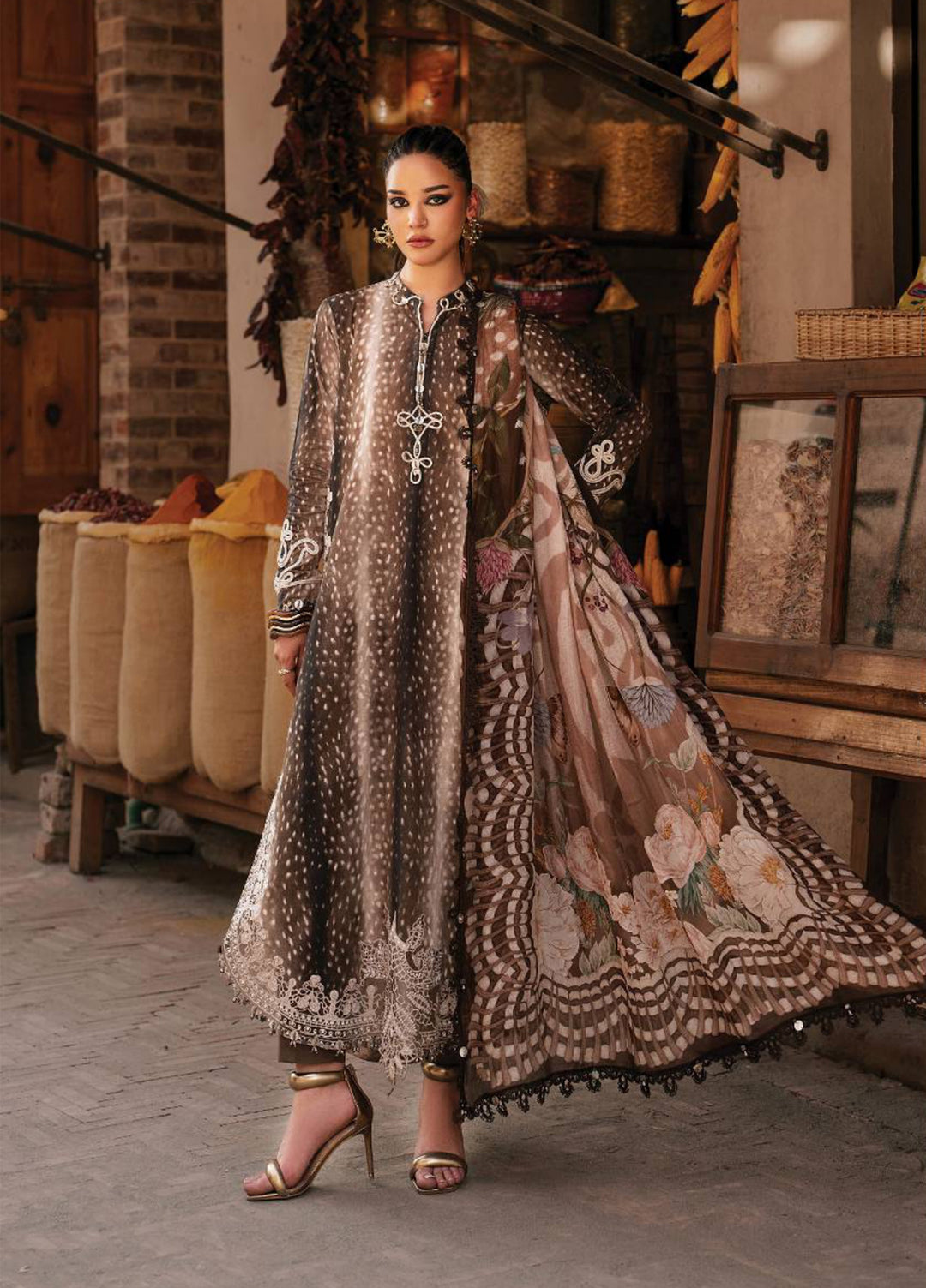M Prints by Maria B Unstitched Printed Linen 3 Piece Suit MB26UPC 5B - Casual Collection