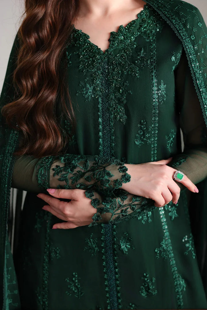 Ensembles by Azure Unstitched Embroidered Chiffon 3 Piece Suit AZ26UEF LEENA - Festive Collection