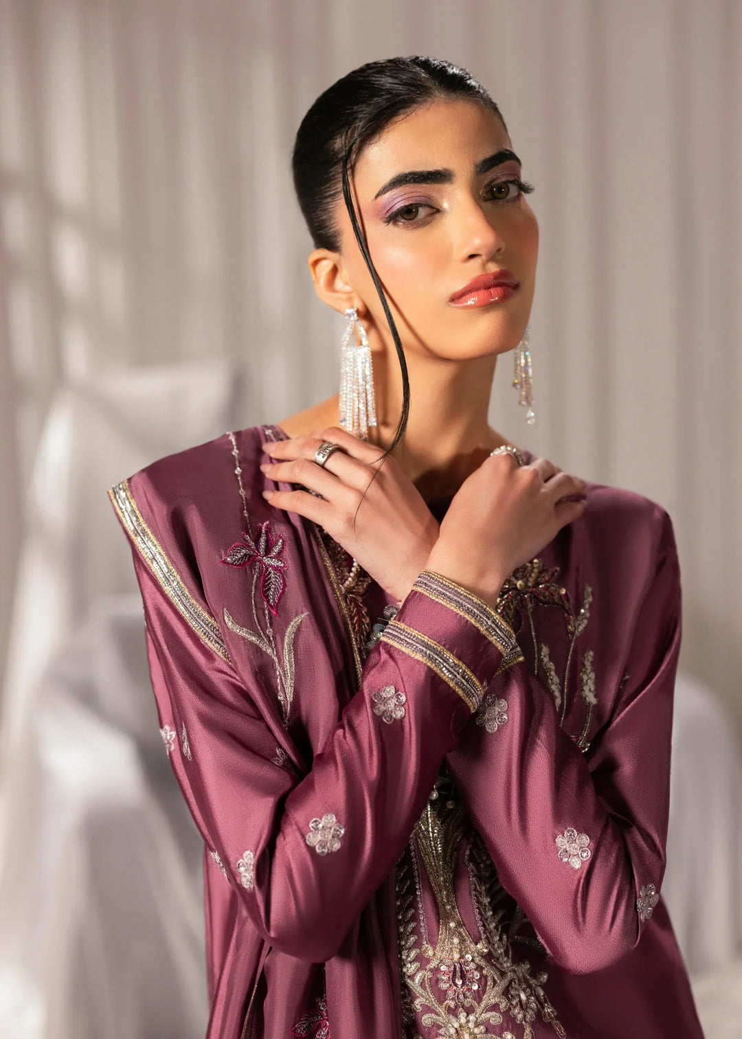 Celeste by Jamni RTW Embroidered Sheesha Silk 3 Piece Suit PEONY Festive Collection