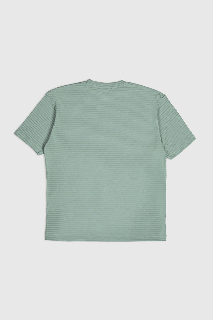 Muraqsh Ready To Wear Solids Cotton Men Sage Green Textured Oversized Tee ABDGTOT - Summer Collection