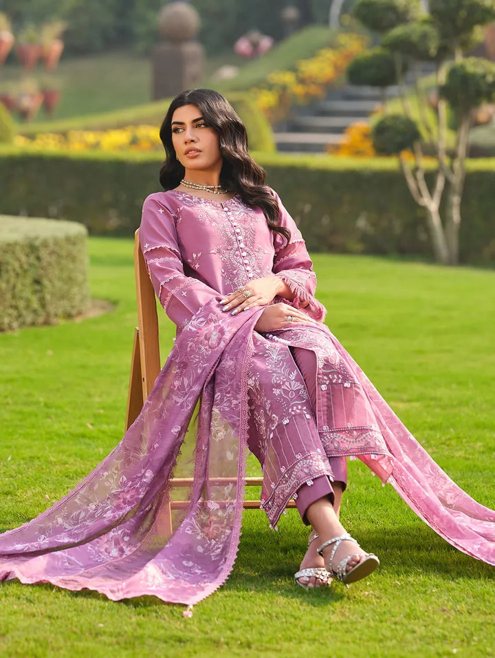 Menaal Unstitched Embroidered Lawn 3 Piece Suit ML26ULS DUSKY ROSE WHISPER - Festive Collection