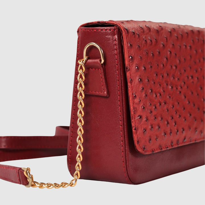 Lafanzo Unisex Leather Ostrina Clutch Bag Crimson Red - Accessories Collection