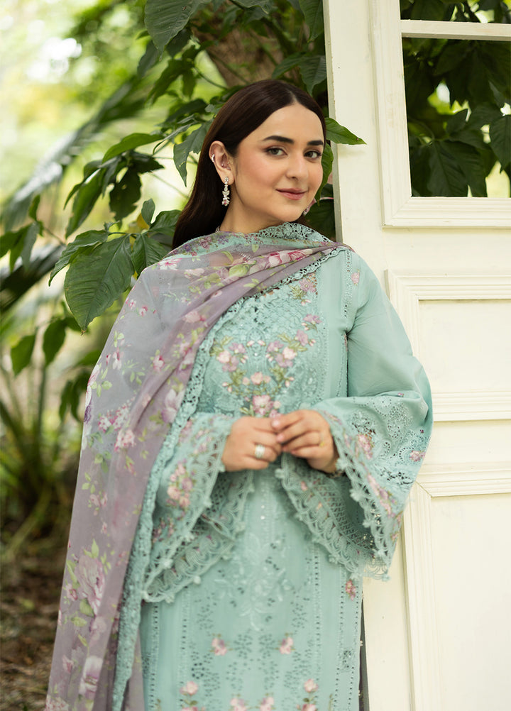 Elaf Premium Unstitched Embroidered Lawn 3 Piece Suit EL26ULF Mint Story ELQ-6B - Festive Collection