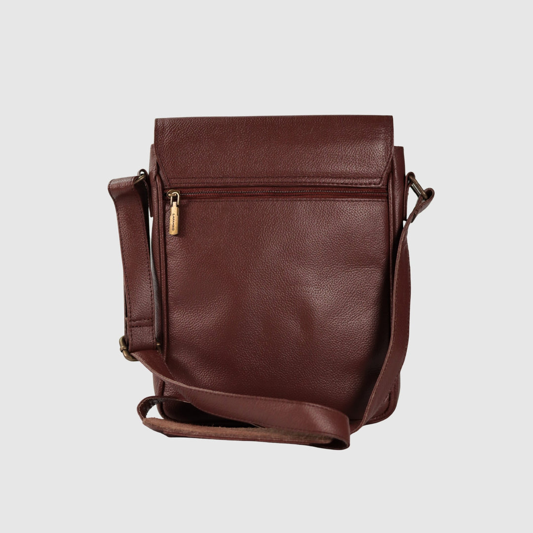 Lafanzo Unisex Leather Edge Crossbody Pack Heritage Brown - Accessories Collection