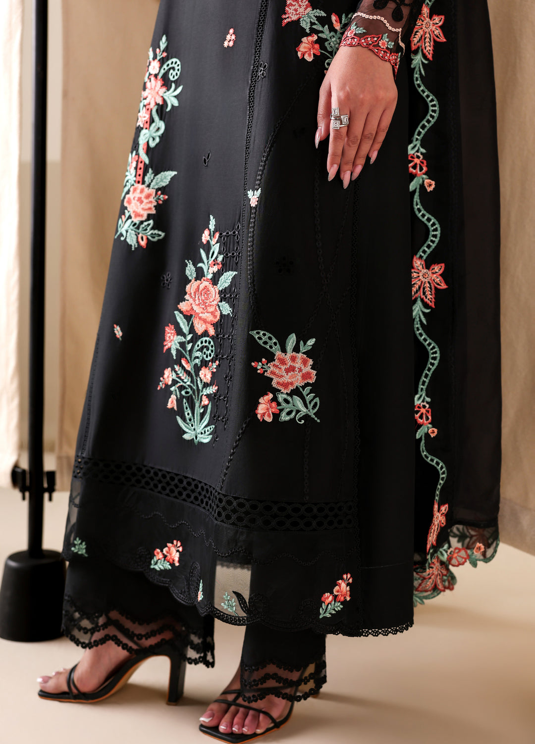 Azure Unstitched Embroidered Lawn 3 Piece Suit Black Peony - Festive Collection