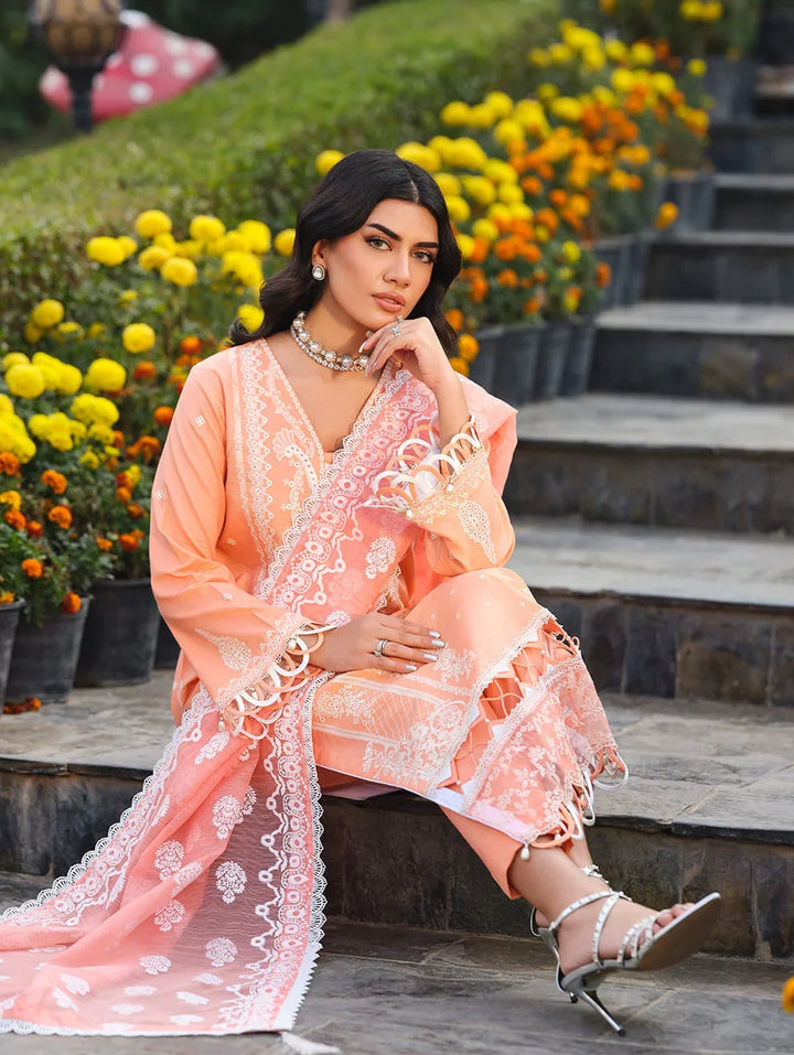 Menaal Unstitched Embroidered Lawn 3 Piece Suit ML26ULS BLUSH GARDENIA - Festive Collection