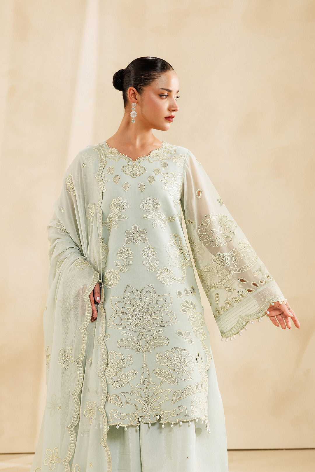 Sireine by Alizeh Fashion Unstitched Embroidered Chiffon 3 Piece Suit AF26UCS AF-CH-2297-VANILLA - Festive Collection
