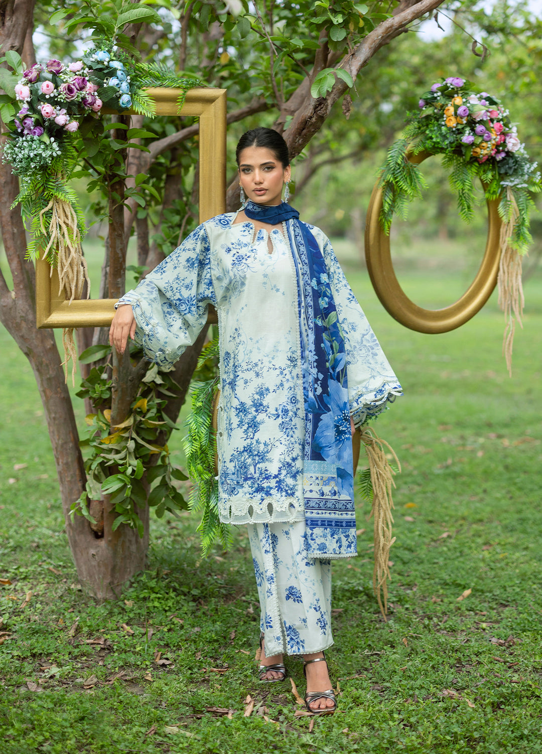 Bridgerton by Elaf Unstitched Printed Lawn 3 Piece Suit EL26ULB EPB-7B - Summer Collection