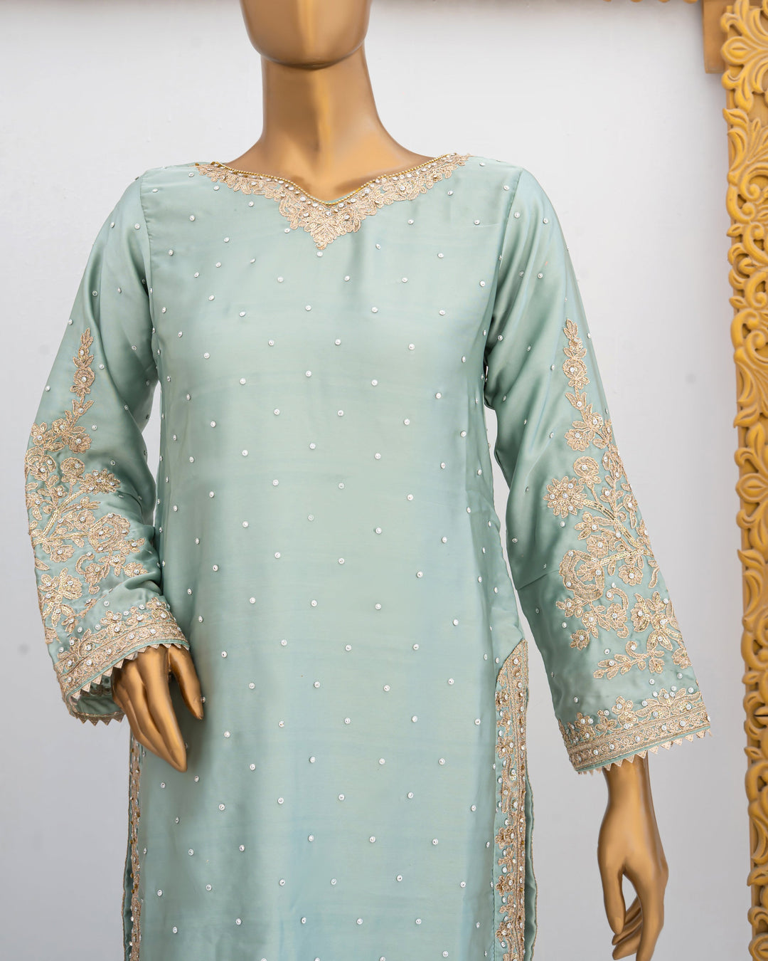 Andaaz by Saira Sultana Women RTW Embroidered Silk 3 Piece Suit Haya Ice Pista - Festive Collection