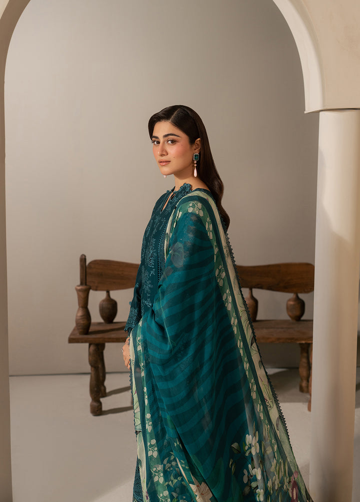 E-Craft by Elaf Unstitched Embroidered Lawn 3 Piece Suit EHC-2A Moss - Casual Collection