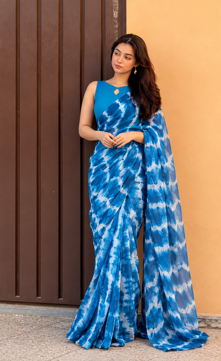 Imran Aftab RTW Printed Chiffon Saree IASC 07 - Festive Collection