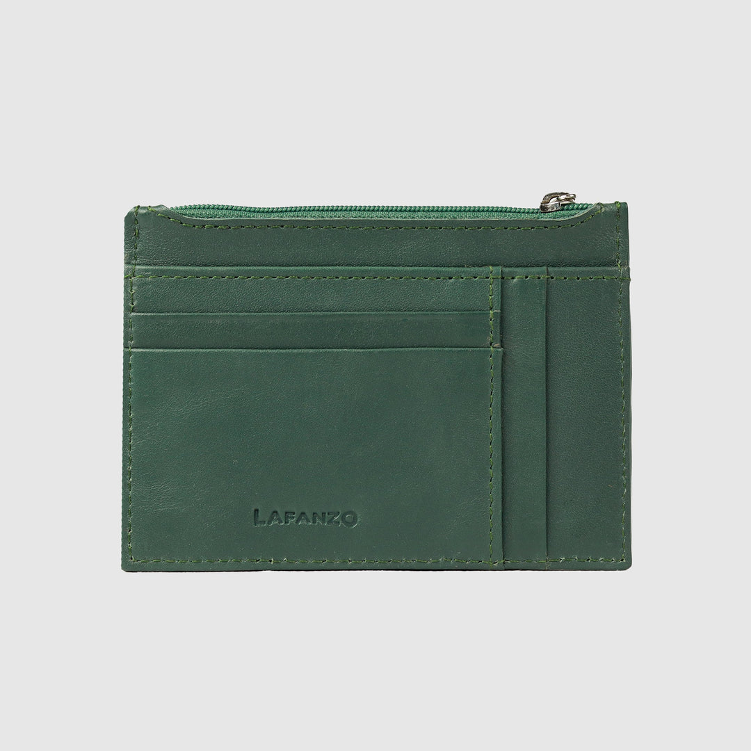 Lafanzo Unisex Leather Regal Zip Card Case Green - Accessories Collection