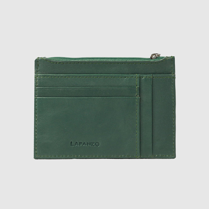 Lafanzo Unisex Leather Regal Zip Card Case Green - Accessories Collection