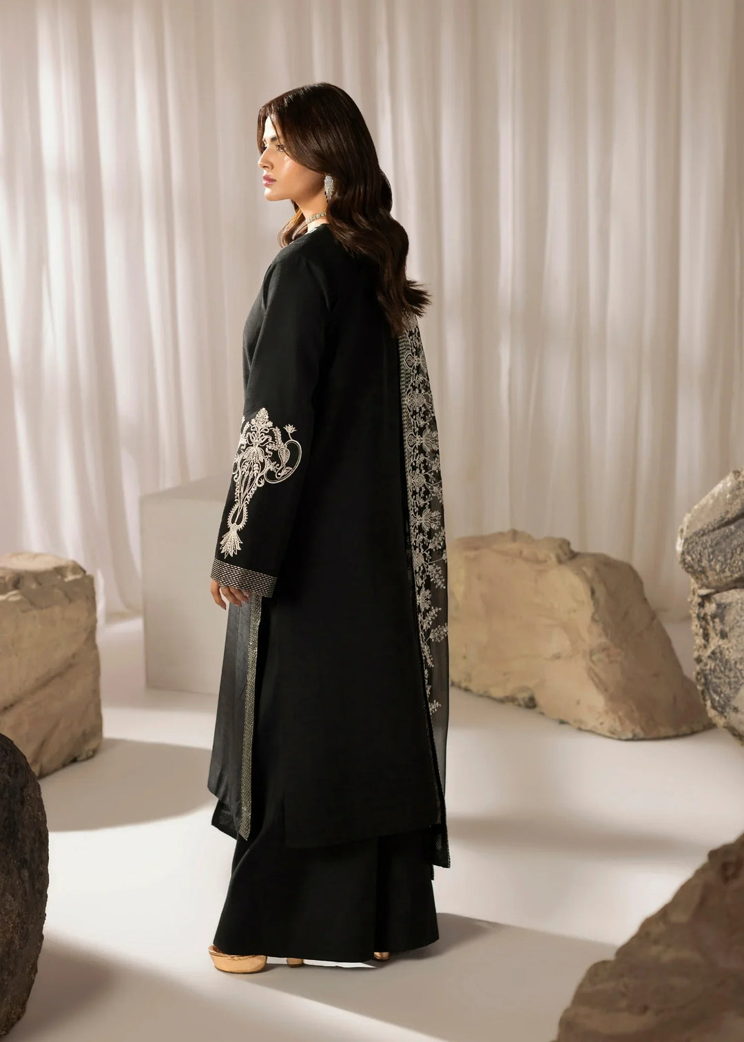 Silk Atelier by Jamni RTW Embroidered Korean Silk 3 Piece Suit MIDNIGHT BOW Festive Collection