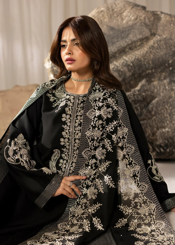 Silk Atelier by Jamni RTW Embroidered Korean Silk 3 Piece Suit MIDNIGHT BOW Festive Collection