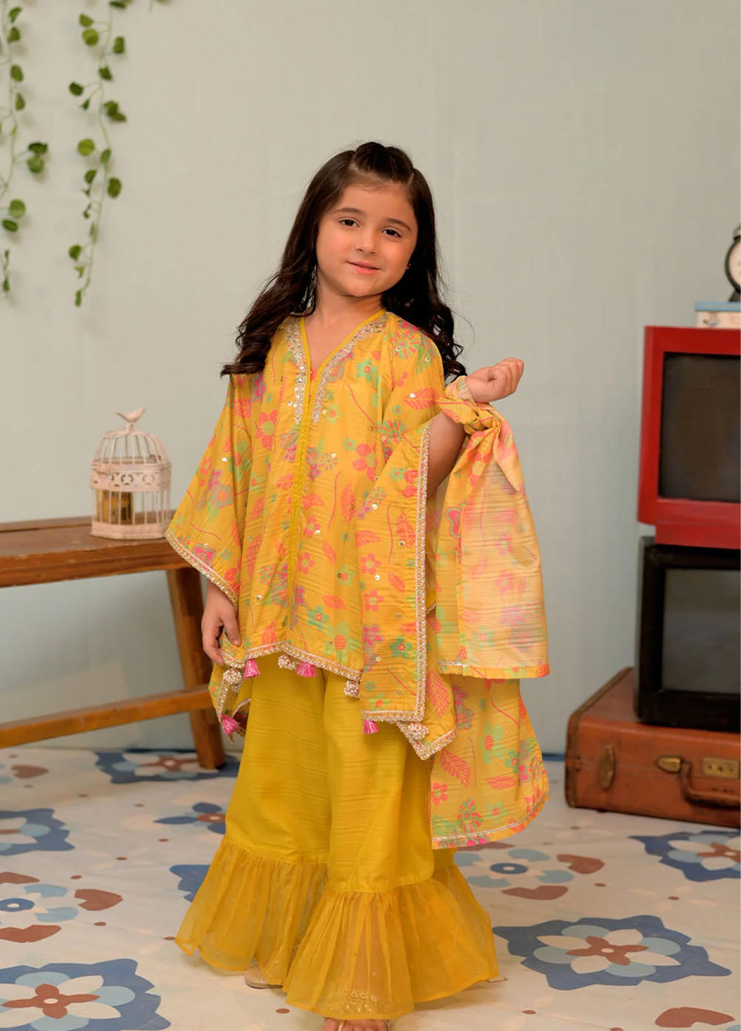 Senorita Girls RTW Printed Banarsi 3 Piece Suit KDD-02871 - Festive Collection