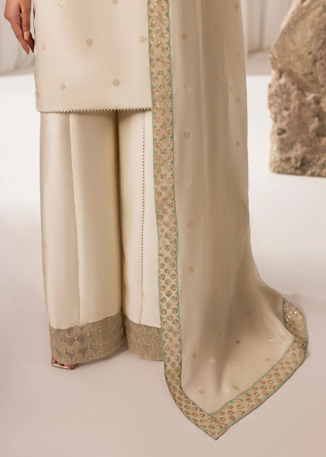 Celeste by Jamni RTW Embroidered Sheesh Silk 3 Piece Suit HALO Festive Collection