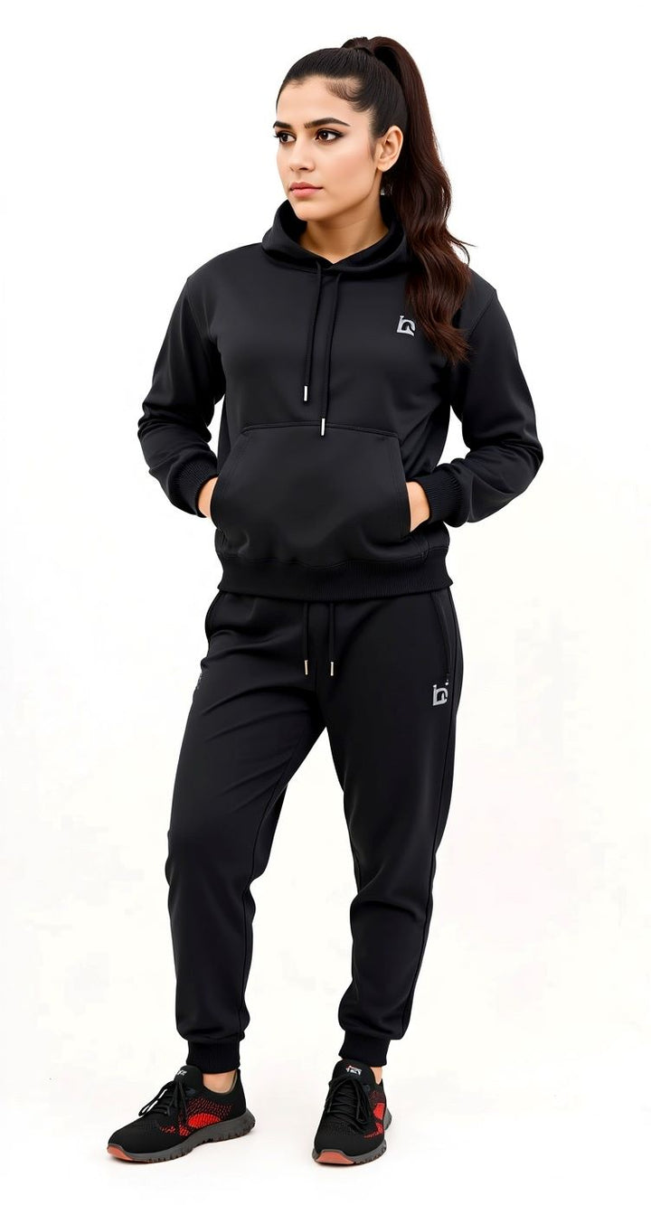 IQ Exclusive Women Winter Track Suit W-Black Hoodie Tracksuit