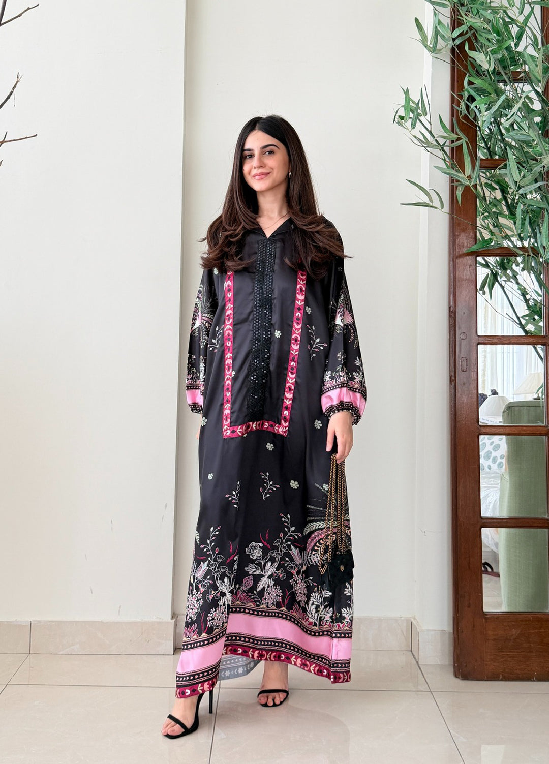 Karashe Women Pret Printed Shamooz Kaftan Noir - Summer Collection