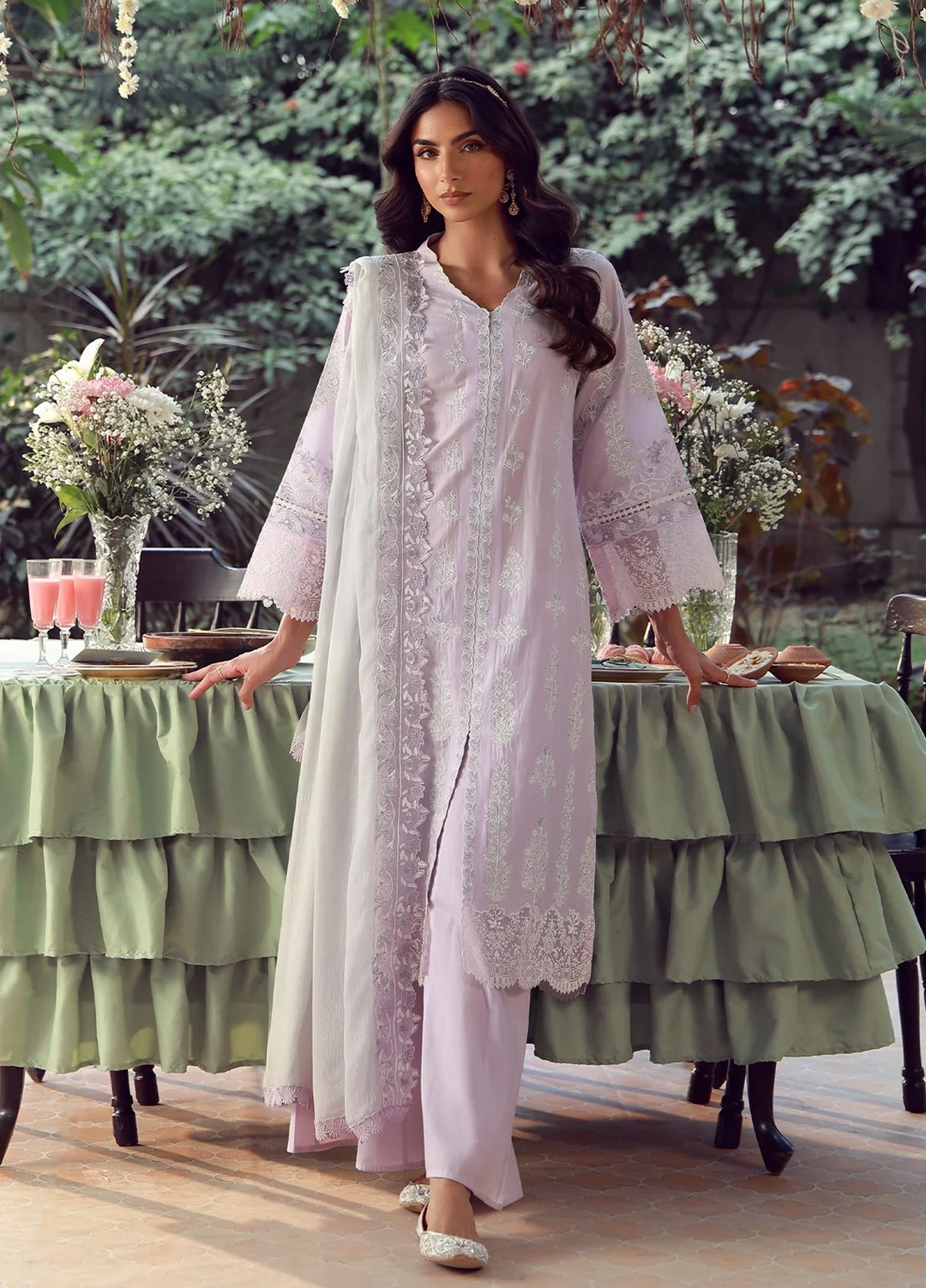 Sahar Unstitched Chikankari Lawn Lilac Twilight 3 Piece Suit CK-26-V2-08 - Summer Collection