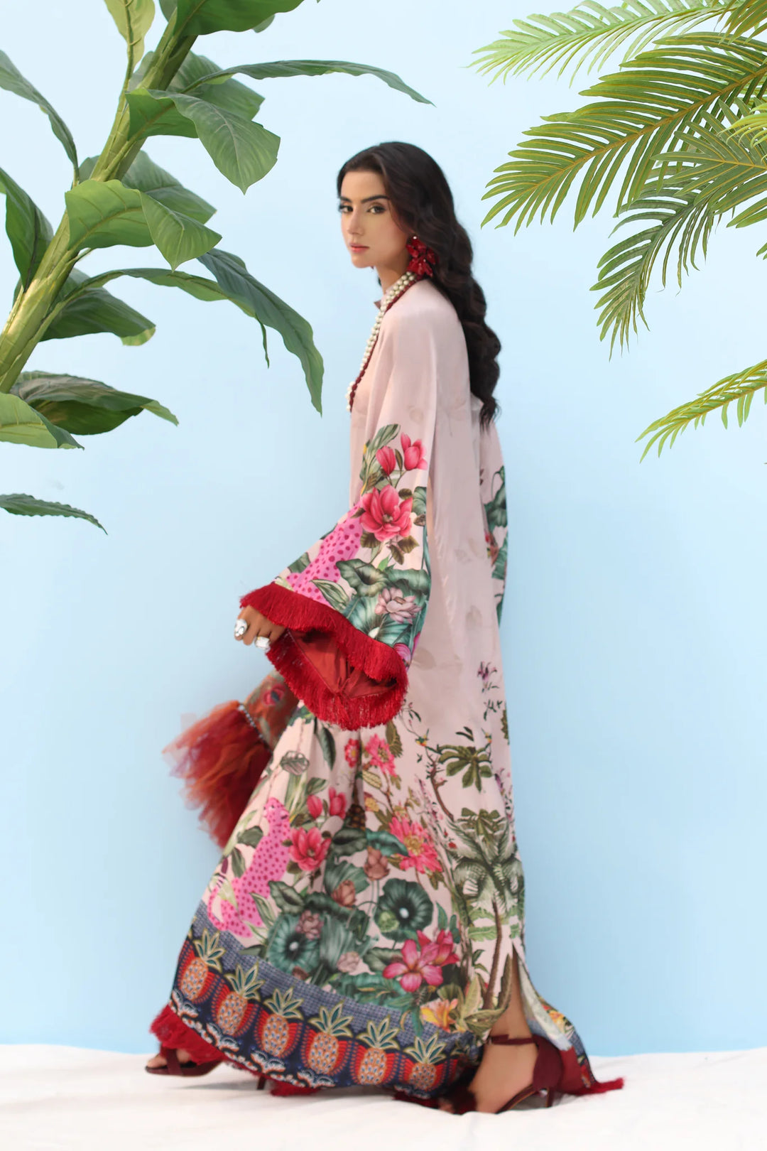 Resort by Musferah Pret Printed Silk 1 Piece Suit Blush Rose