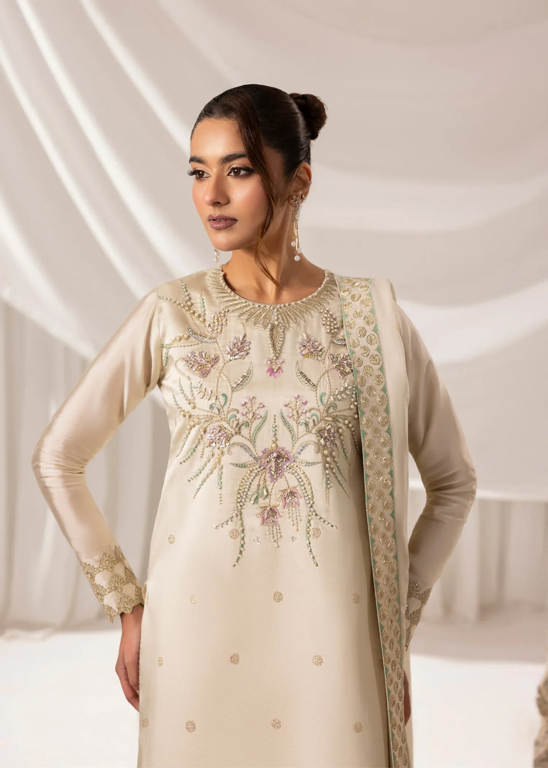 Celeste by Jamni RTW Embroidered Sheesh Silk 3 Piece Suit HALO Festive Collection