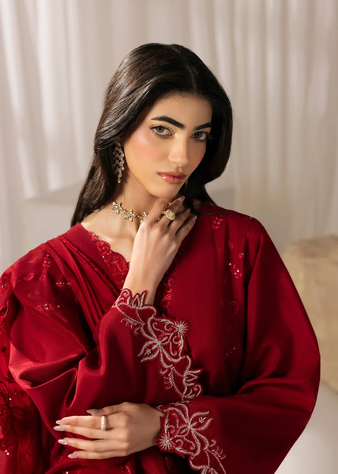 Silk Atelier by Jamni RTW Embroidered Korean Silk 3 Piece Suit CHERRY BLOOM Festive Collection