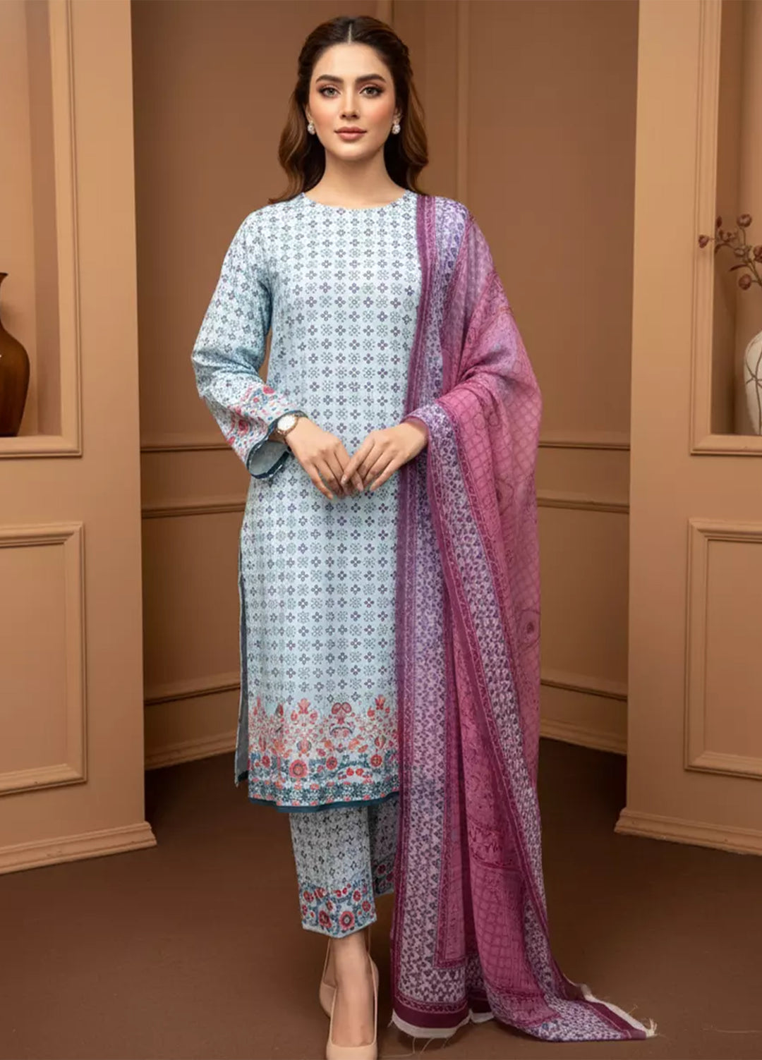 Salitex Unstitched Printed Lawn Silk 3 Piece Suit SUNS7ASI343 - Casual Collection