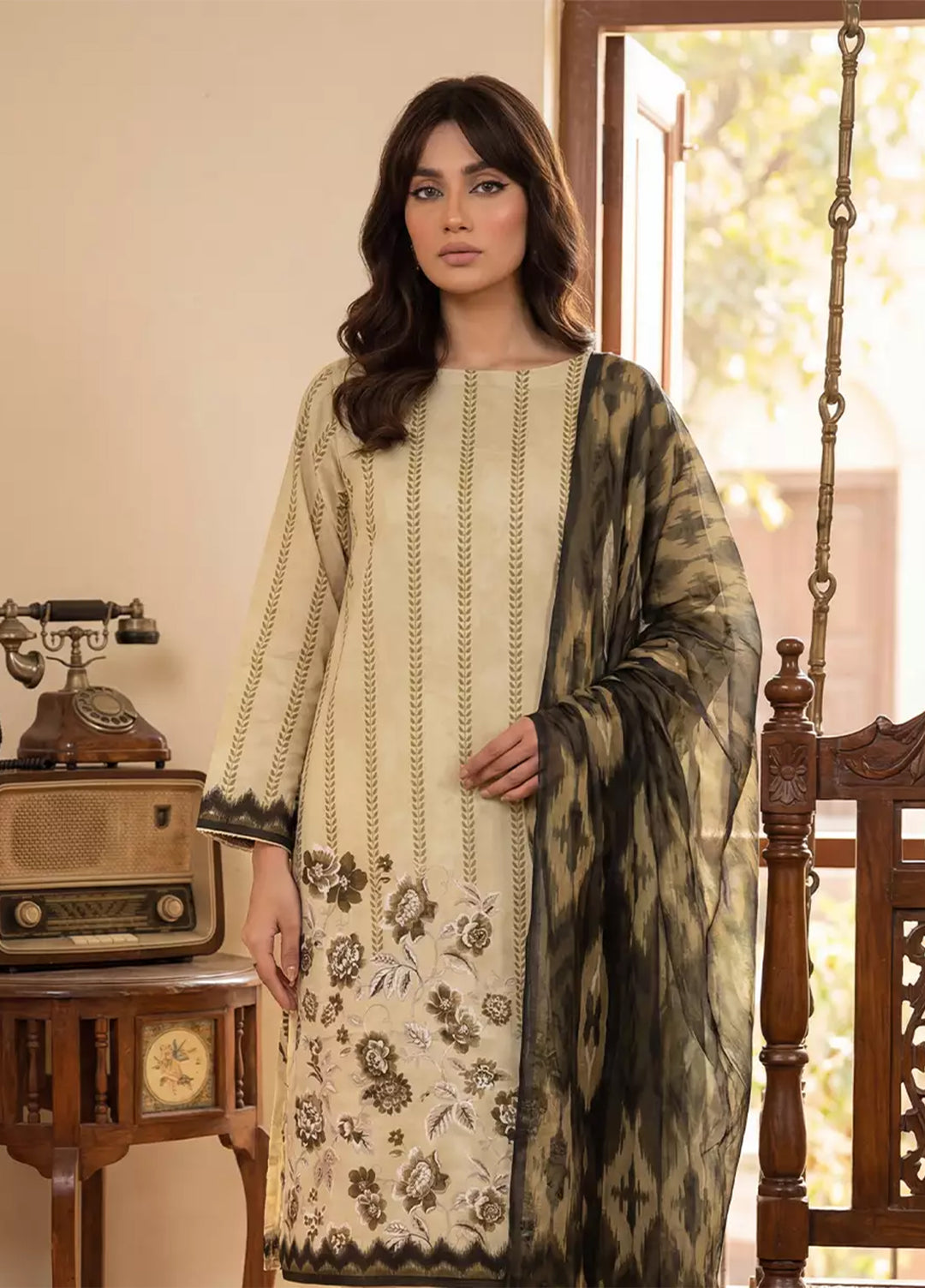Salitex Unstitched Printed Lawn Silk 3 Piece Suit SUNS7ASI371 - Casual Collection