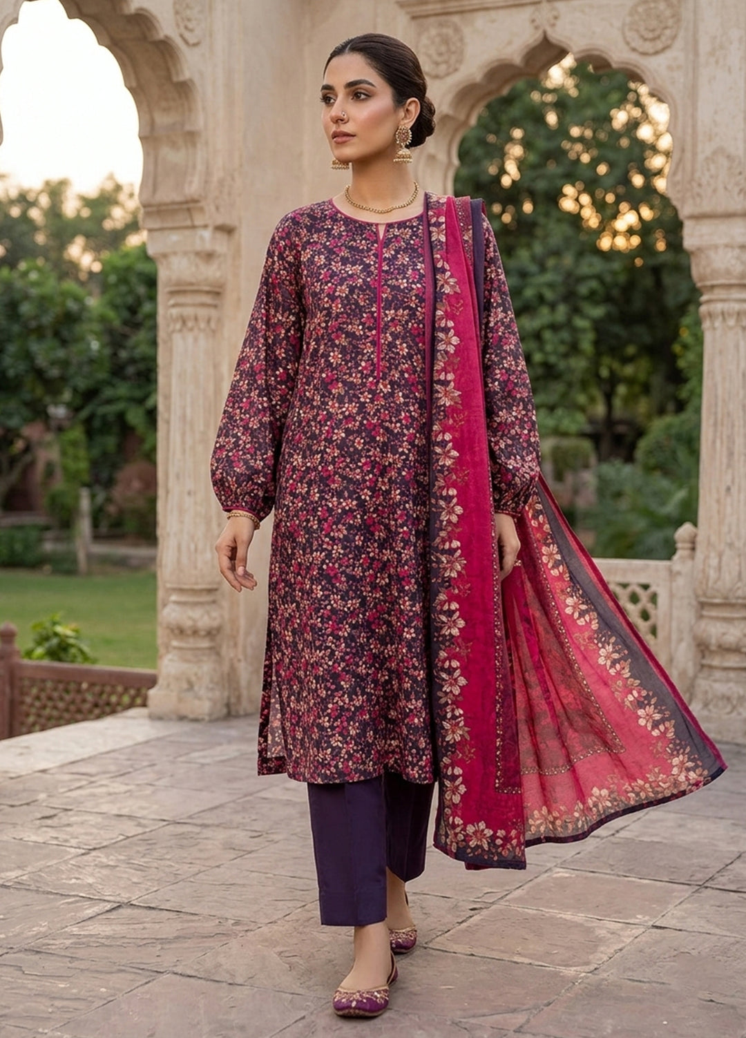 Bin Saeed Unstitched Printed Lawn 3 Piece Suit BS26UL BS26UL-D1 - Summer Collection