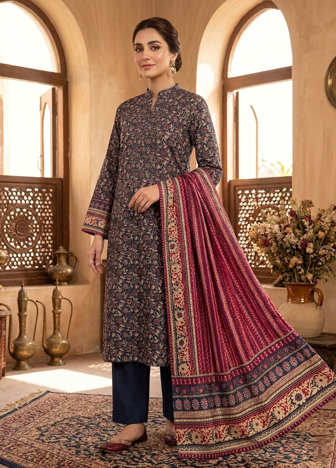 Bin Saeed Unstitched Printed Lawn 3 Piece Suit BS26UL BS26UL-D4 - Summer Collection