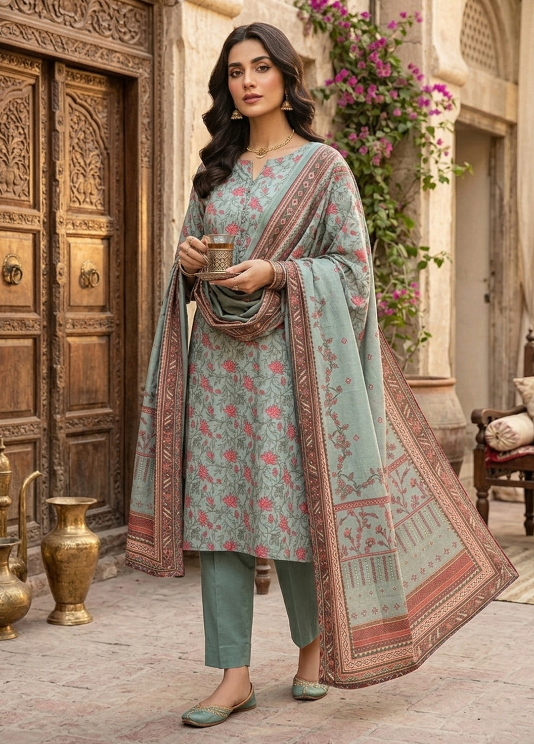 Bin Saeed Unstitched Printed Lawn 3 Piece Suit BS26UL BS26UL-D8 - Summer Collection