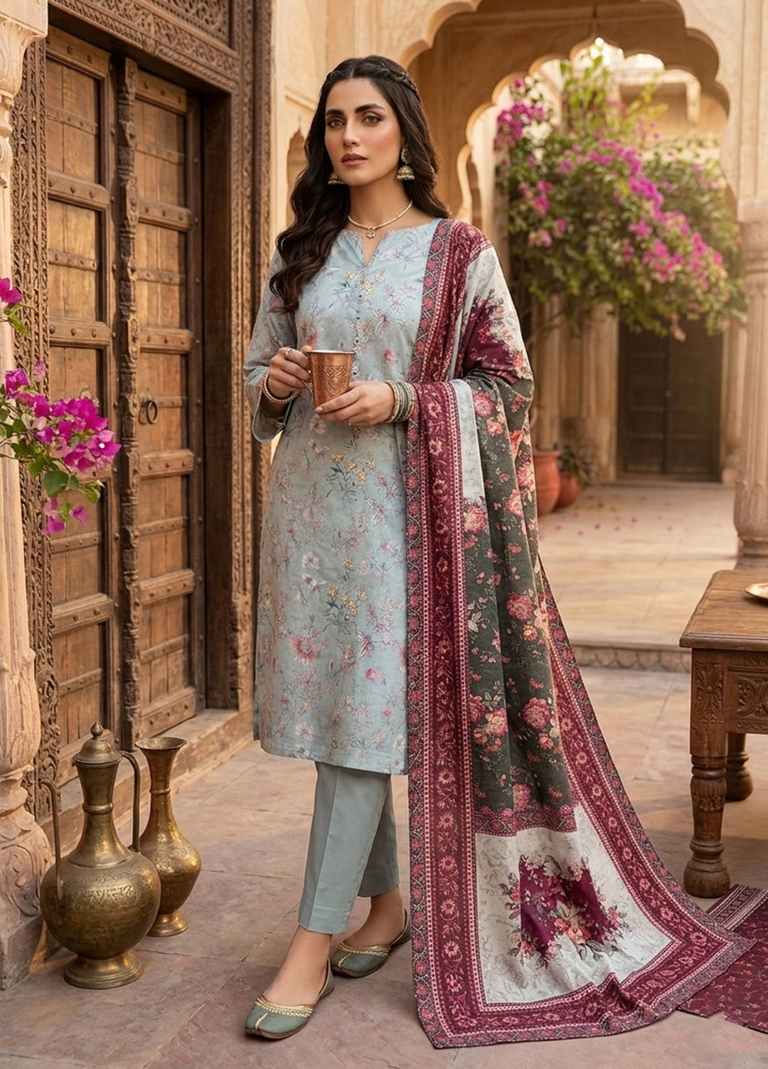 Bin Saeed Unstitched Printed Lawn 3 Piece Suit BS26UL BS26UL-D9 - Summer Collection